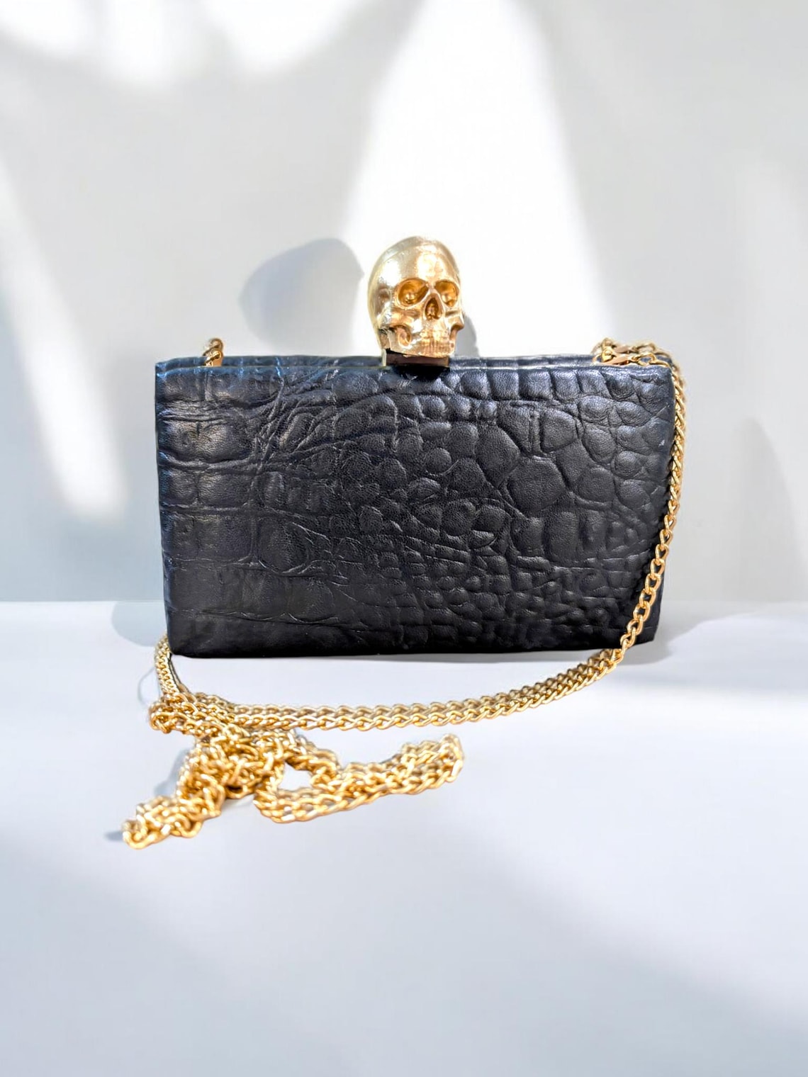 Black Skull Woman Clutch Bag