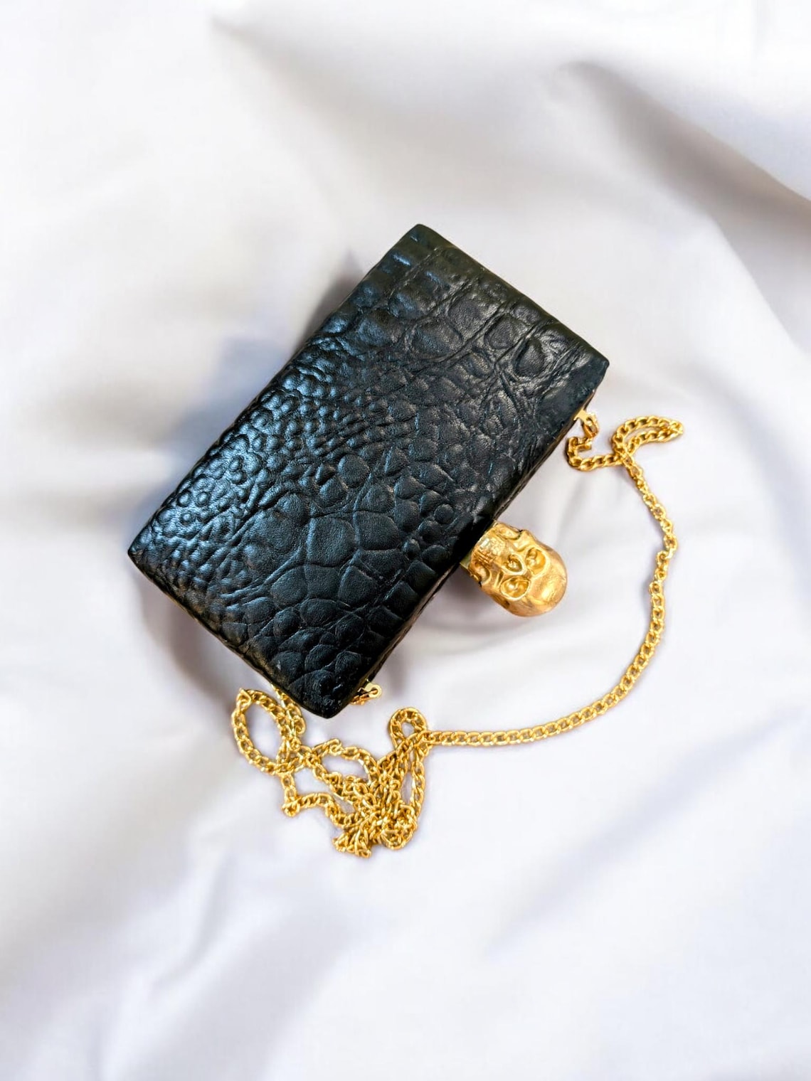 Black Skull Woman Clutch Bag