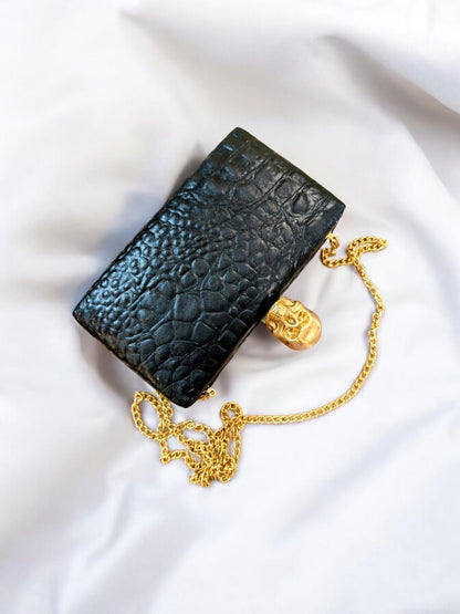 Black Skull Woman Clutch Bag